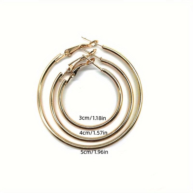 18k Plated Hoop Earrings Set For Women Three Piece Set