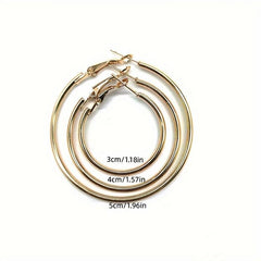 18k Plated Hoop Earrings Set For Women Three Piece Set