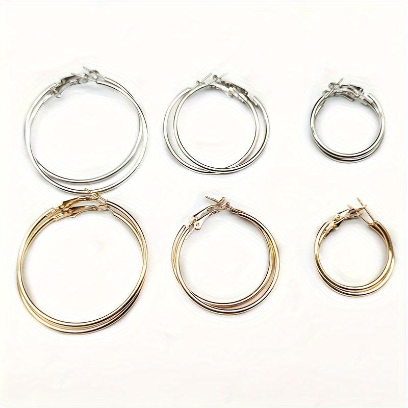 18k Plated Hoop Earrings Set For Women Three Piece Set