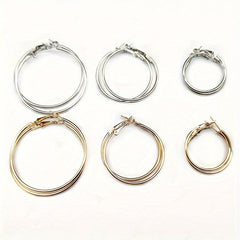 18k Plated Hoop Earrings Set For Women Three Piece Set