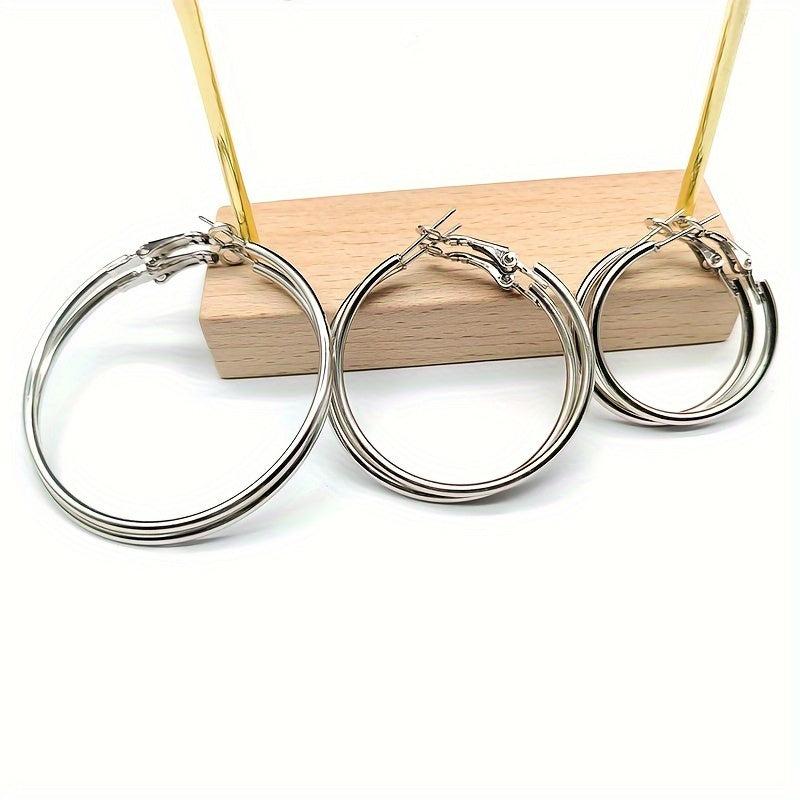 18k Plated Hoop Earrings Set For Women Three Piece Set