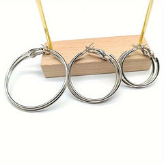 18k Plated Hoop Earrings Set For Women Three Piece Set