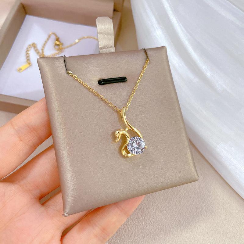 Crystal Stainless Steel Animal Pendant Necklace Jewelry for Women