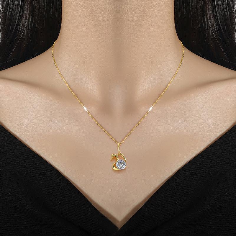 Crystal Stainless Steel Animal Pendant Necklace Jewelry for Women