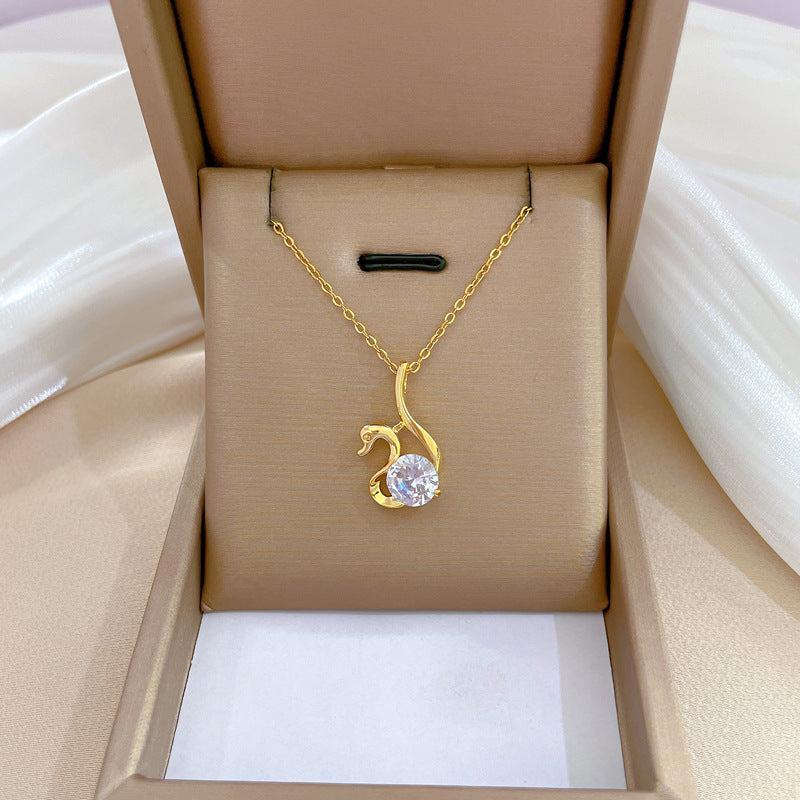 Crystal Stainless Steel Animal Pendant Necklace Jewelry for Women
