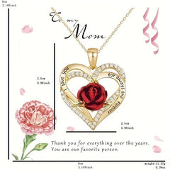 Love Rose Flower Necklace Heart Pendant Romantic Wedding Gift