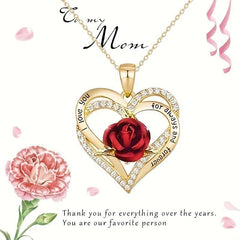 Love Rose Flower Necklace Heart Pendant Romantic Wedding Gift