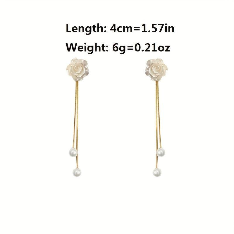 Camellia Tassel Pearl Earrings Women's Niche Earrings
