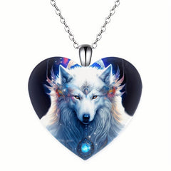 Heart Wolf Pendant Necklace For Children Daughter Gift