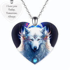 Heart Wolf Pendant Necklace For Children Daughter Gift
