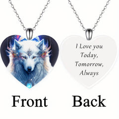 Heart Wolf Pendant Necklace For Children Daughter Gift