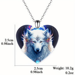 Heart Wolf Pendant Necklace For Children Daughter Gift