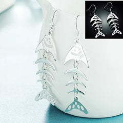 Women Fishbone Earrings Sweet Party Jewelry Birthday Gift