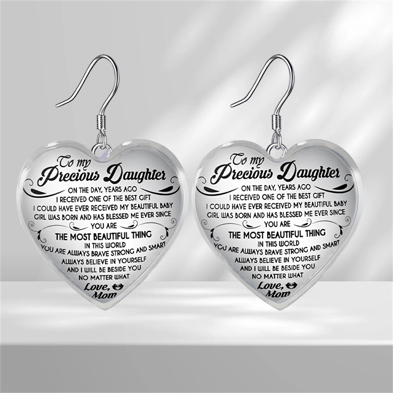 Girls Heart Glass Pendant Earrings Graduation Party Birthday Gift