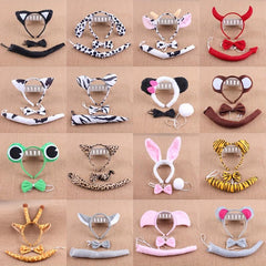 Cartoon Animal Headband Set - Rabbit Cat Pink Sheep