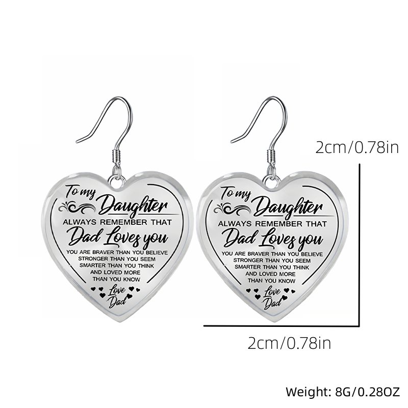 Heart-shaped Glass Pendant Earrings for Daughter - Graduation/Birthday Gift