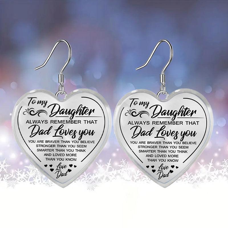 Heart-shaped Glass Pendant Earrings for Daughter - Graduation/Birthday Gift
