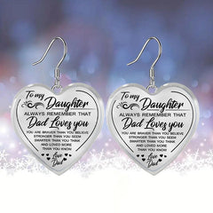 Heart-shaped Glass Pendant Earrings for Daughter - Graduation/Birthday Gift