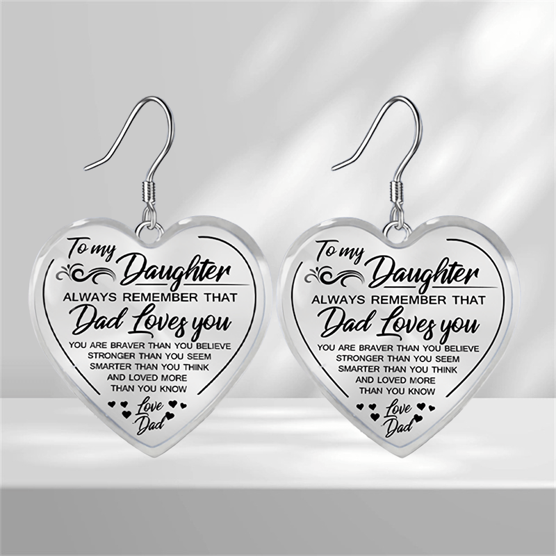 Heart-shaped Glass Pendant Earrings for Daughter - Graduation/Birthday Gift