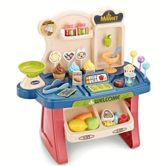 Kids Playhouse Supermarket Table with Lights, Music and Cash Register