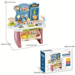 Kids Playhouse Supermarket Table with Lights, Music and Cash Register