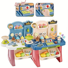 Kids Playhouse Supermarket Table with Lights, Music and Cash Register
