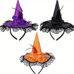 13in Halloween Headband Witch Hat Bat Headband for Party Decoration