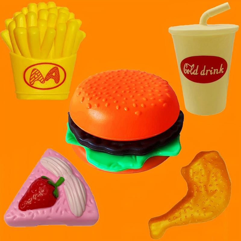 Kids Burger Fries Set Pretend Play Food Realistic Toy
