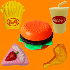 Kids Burger Fries Set Pretend Play Food Realistic Toy