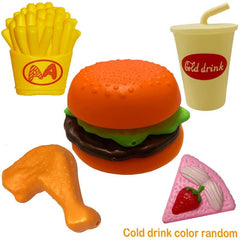 Kids Burger Fries Set Pretend Play Food Realistic Toy