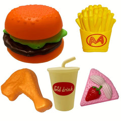 Kids Burger Fries Set Pretend Play Food Realistic Toy