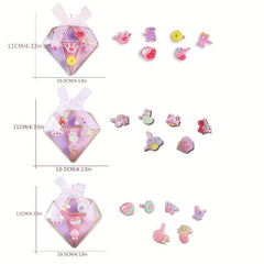 6Pcs Girls Jewelry Princess Dress Up Set Girls Artificial Diamond Cartoon Rings