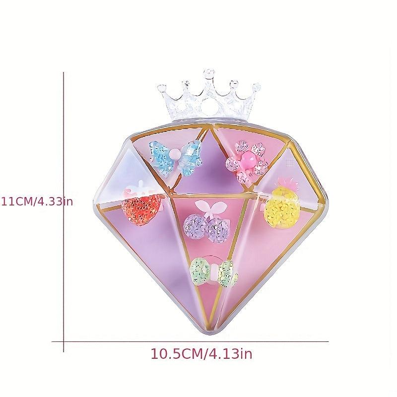 6Pcs Girls Jewelry Princess Dress Up Set Girls Artificial Diamond Cartoon Rings