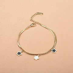 Stainless Steel Chain Star Charm Necklace Bracelet Set