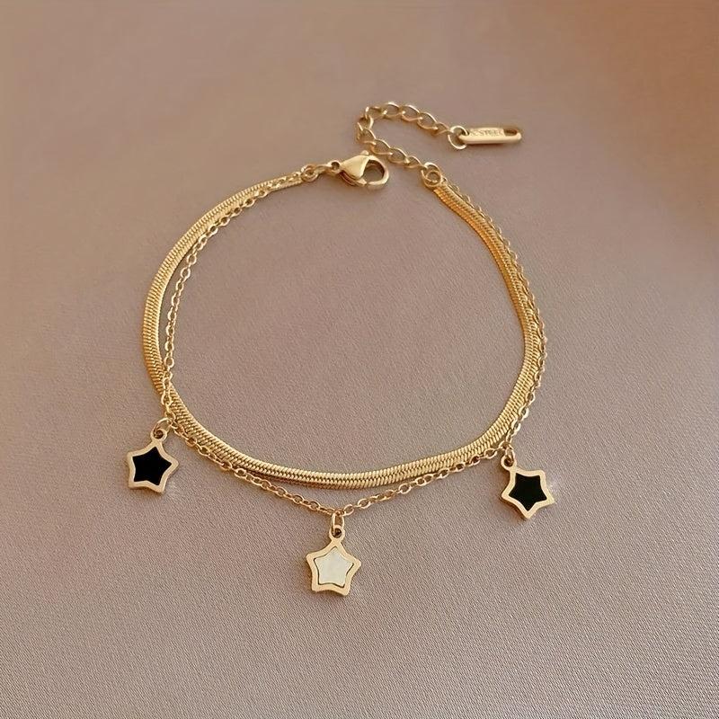 Stainless Steel Chain Star Charm Necklace Bracelet Set