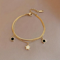 Stainless Steel Chain Star Charm Necklace Bracelet Set