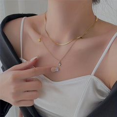 Stainless Steel Chain Star Charm Necklace Bracelet Set