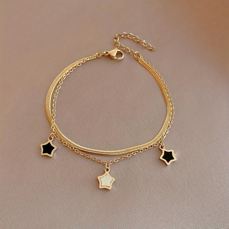 Stainless Steel Chain Star Charm Necklace Bracelet Set