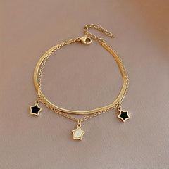 Stainless Steel Chain Star Charm Necklace Bracelet Set