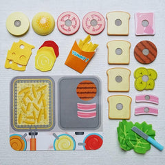 Wooden Sandwich Burger Toy Set for Kids Pretend Kitchen Play Toys