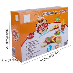 Wooden Sandwich Burger Toy Set for Kids Pretend Kitchen Play Toys