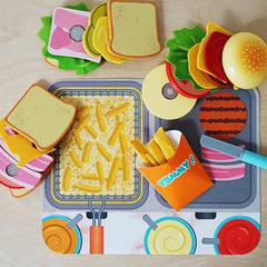 Wooden Sandwich Burger Toy Set for Kids Pretend Kitchen Play Toys