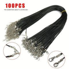 100 Pieces 1.5mm Wax Thread Leather Rope Necklace Lanyard Pendant Rope