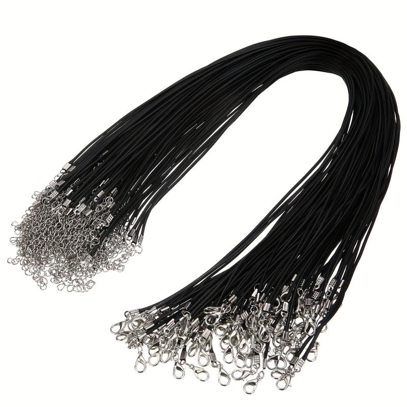 100 Pieces 1.5mm Wax Thread Leather Rope Necklace Lanyard Pendant Rope