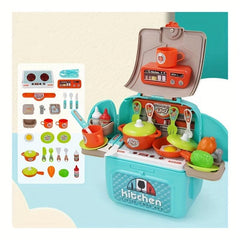 Kids Toy Kitchen Set with Cooking Utensils and Tableware