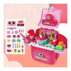 Kids Toy Kitchen Set with Cooking Utensils and Tableware