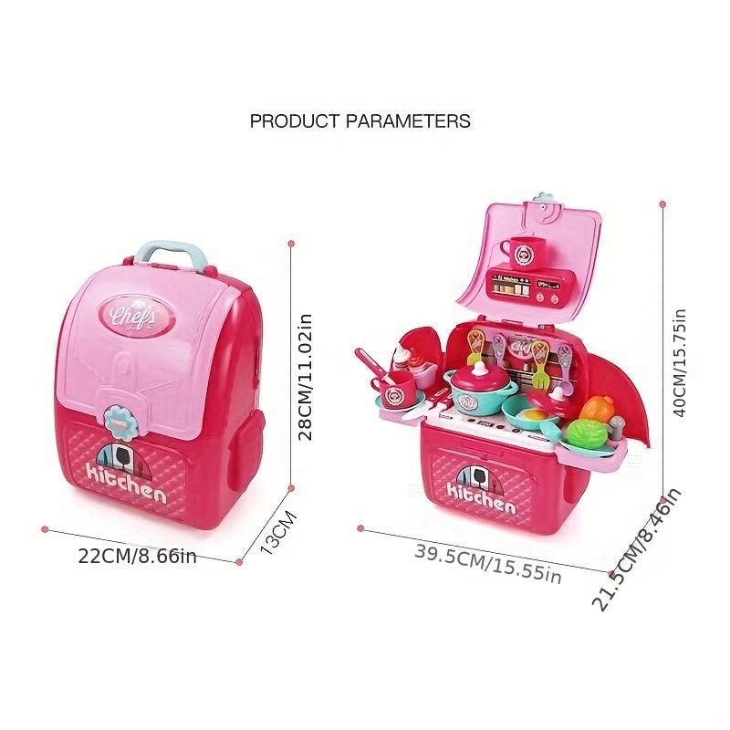 Kids Toy Kitchen Set with Cooking Utensils and Tableware