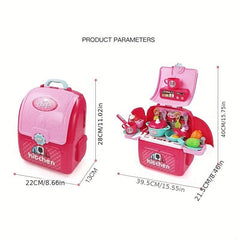 Kids Toy Kitchen Set with Cooking Utensils and Tableware