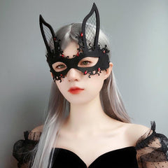 Halloween Easter Masquerade Nightclub Lace Bunny Ears Rabbit Mask