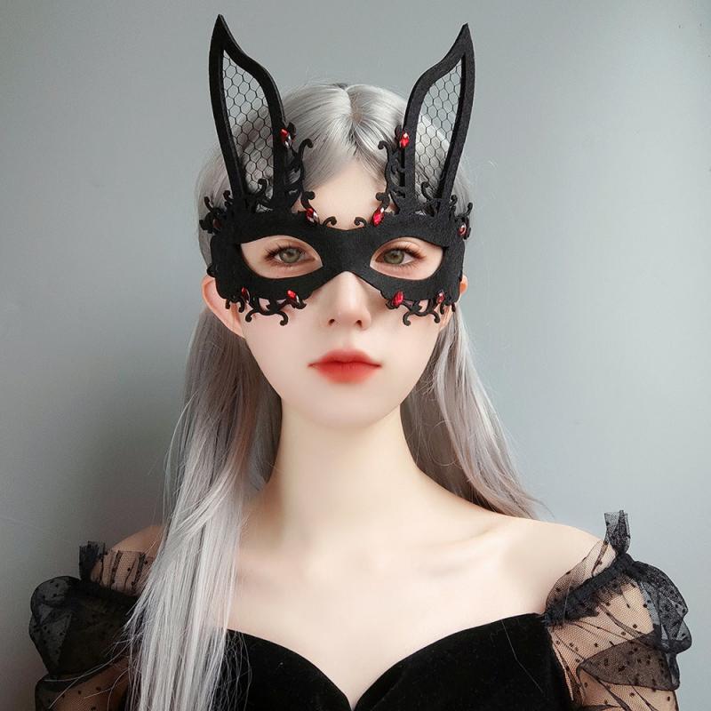Halloween Easter Masquerade Nightclub Lace Bunny Ears Rabbit Mask